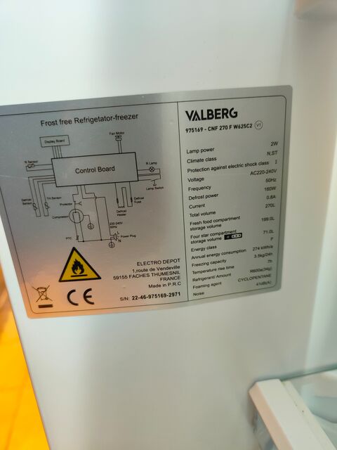 Frigo combin conglateur 190 Montaigu (02)