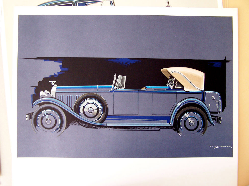 12 lithographies offset voitures anciennes Paul Bracq 