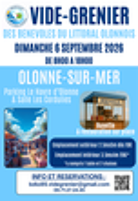 VIDE GRENIER Association des B&eacute;n&eacute;voles du Littoral Olonnois Brocante, salon des antiquaires