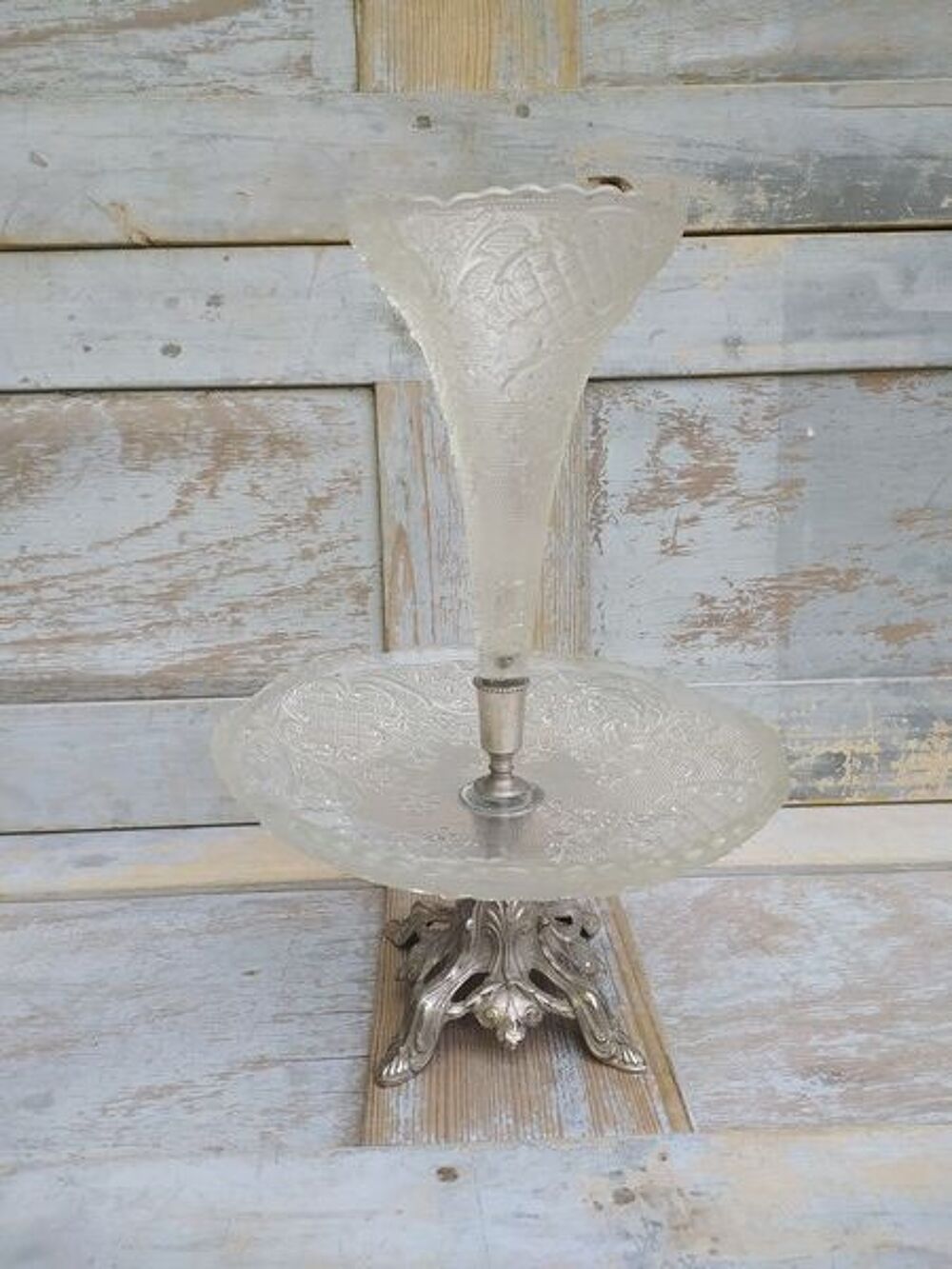 Ancien Surtout de Table Tulipier Verre Moul&eacute; et R&eacute;gule 
Décoration
