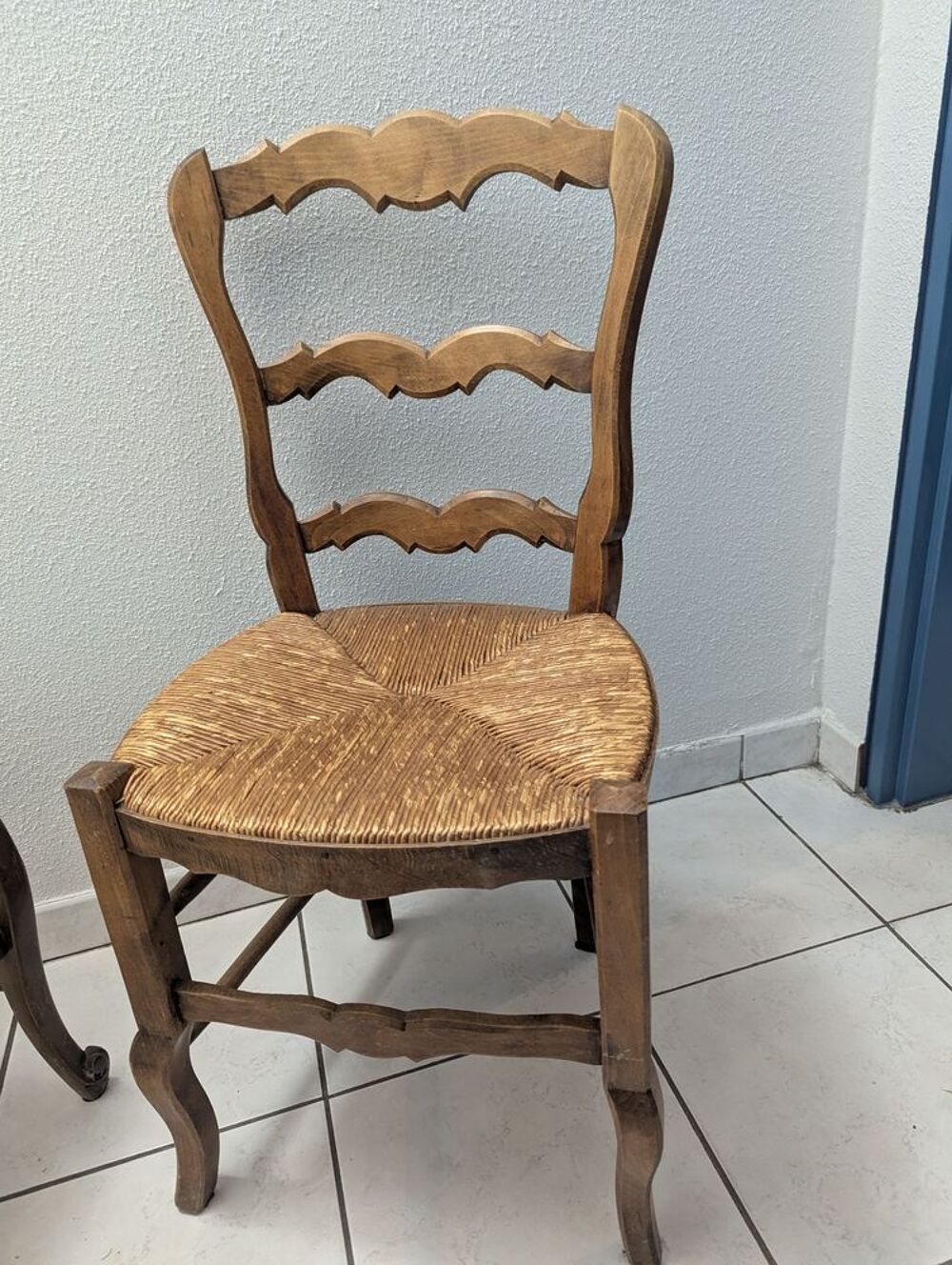 2 chaises Vintage en bois et paille Meubles