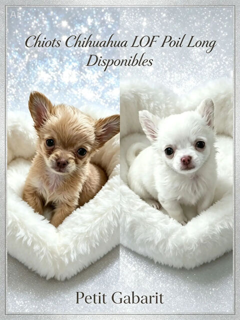 chiots chihuahua LOF &agrave;  poil long disponibles - petit gabarit 2000 49000 Angers