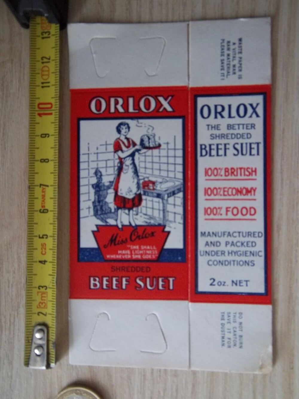 Bo&icirc;te publicitaire pour le suif de b?uf des ann&eacute;es 1940 