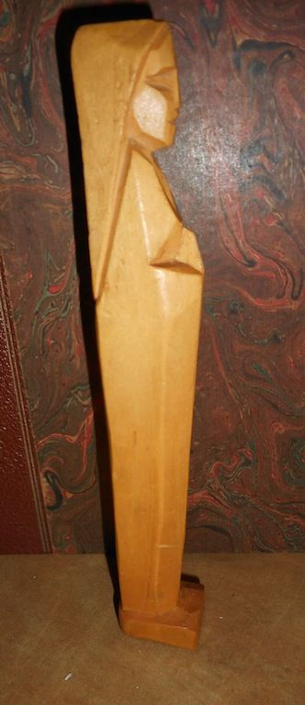 VIERGE sculpt&eacute;e bois clair, mod&egrave;le unique, TBE Décoration
