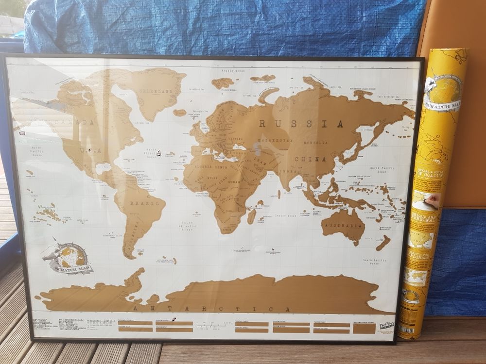 Carte &agrave; gratter mappemonde Scratch Map et cadre aluminium Accent by Nielsen neuf Décoration