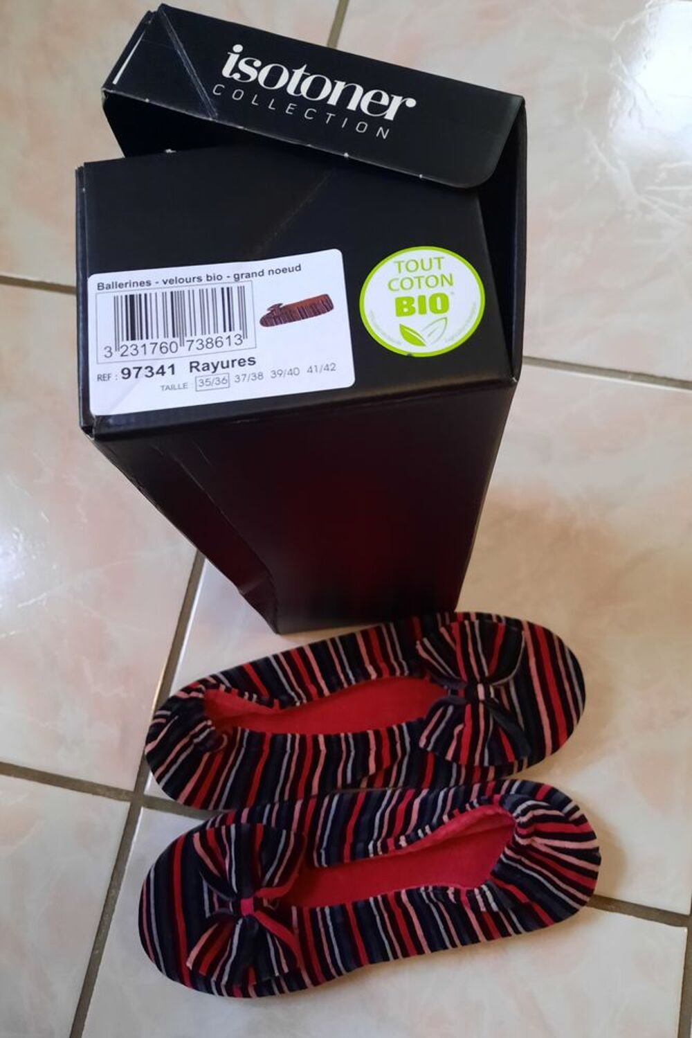 Chaussons bio Isotoner neufs et semelle cuir - P 35 - 36 Chaussures