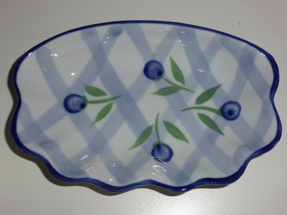 Lot de 3 coupelles quadrill&eacute;es bleu et blanc Cuisine