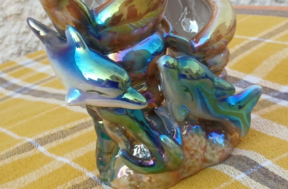 
Double Vase en Forme de Coquillages avec Dauphins H.14,5 cm Décoration