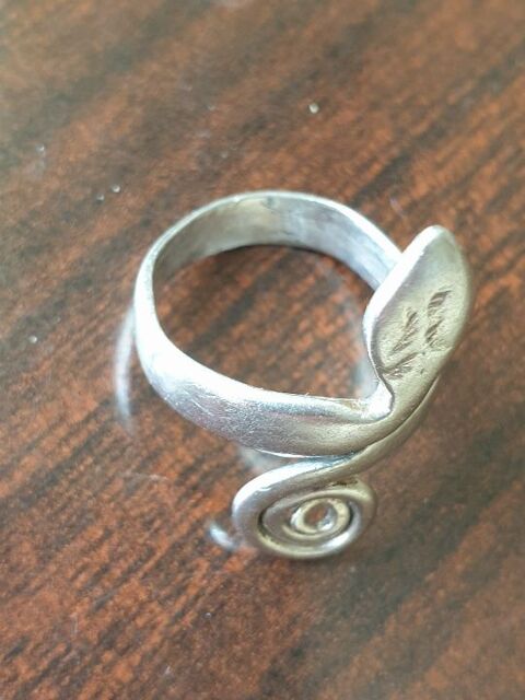 Bague serpent enroul� queue en spirale Argent Vintage 44 Antony (92)