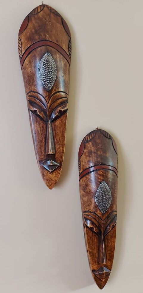 lot 2 masques africains en bois 45 cm 30 Longperrier (77)