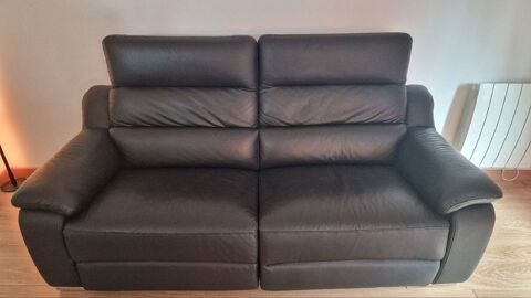 Canap 3 places relax lectrique en cuir noir 800 Saint-Gratien (95)