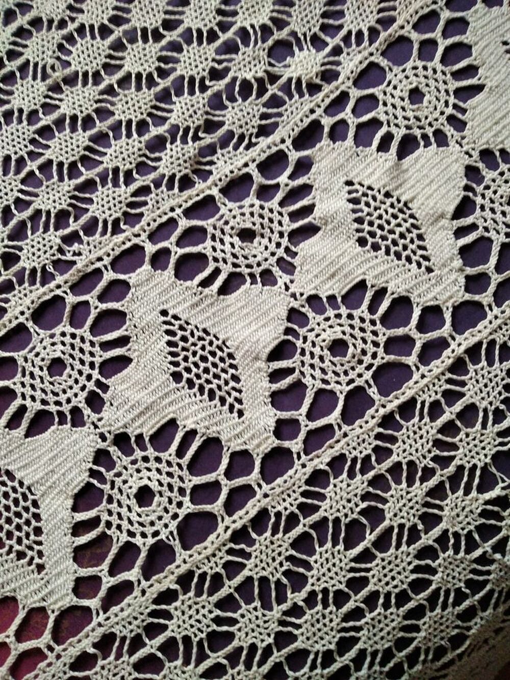 Ancien dessus de lit 1900 au crochet Décoration