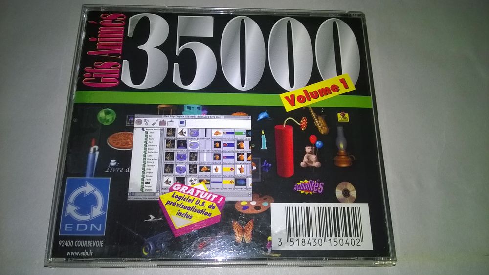 CD 35000
Gifs Animes
Excellent etat
Volume 1
Marque EDN
Matériel informatique