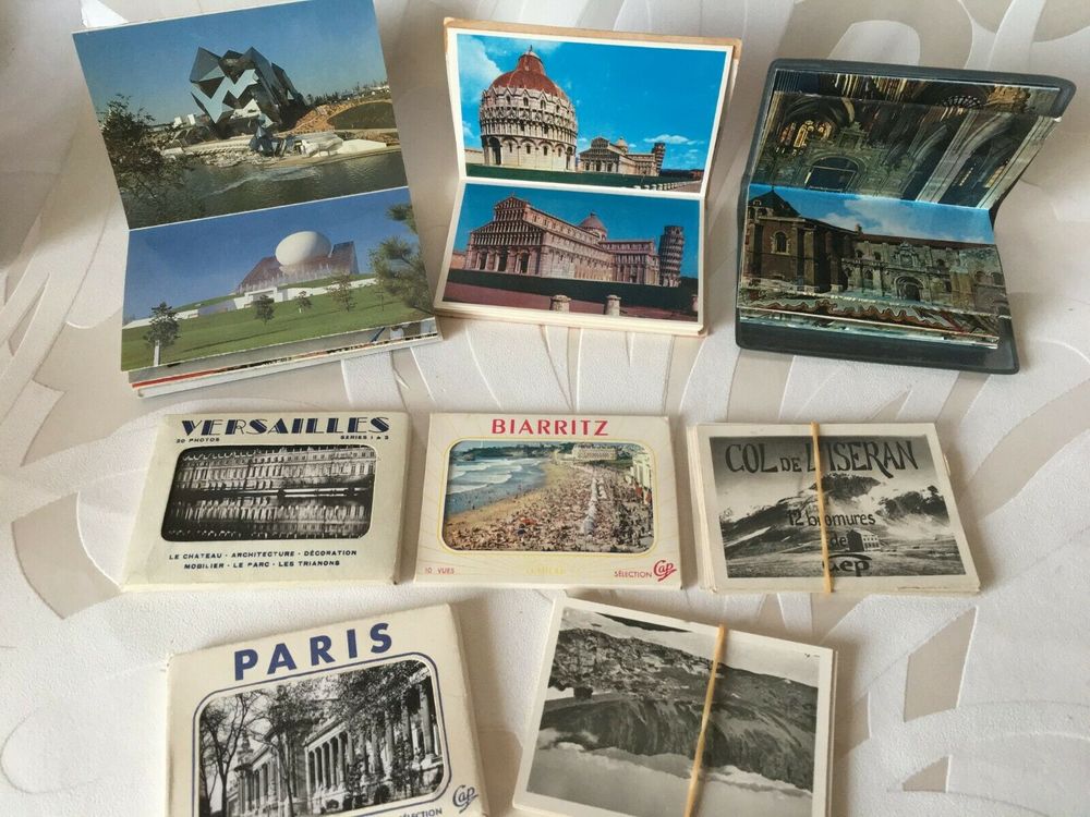  8 anciens CARNETS D&Eacute;PLIANTS ou POCHETTES de PHOTOS France 