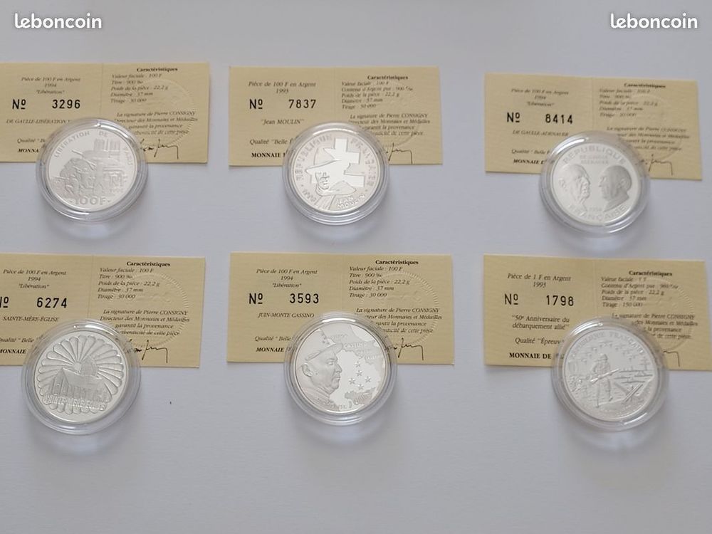 superbe coffret 6 pieces argent monnaie de paris 