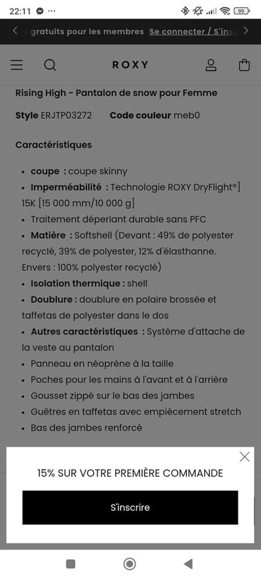 Pantalon snow femme Sports