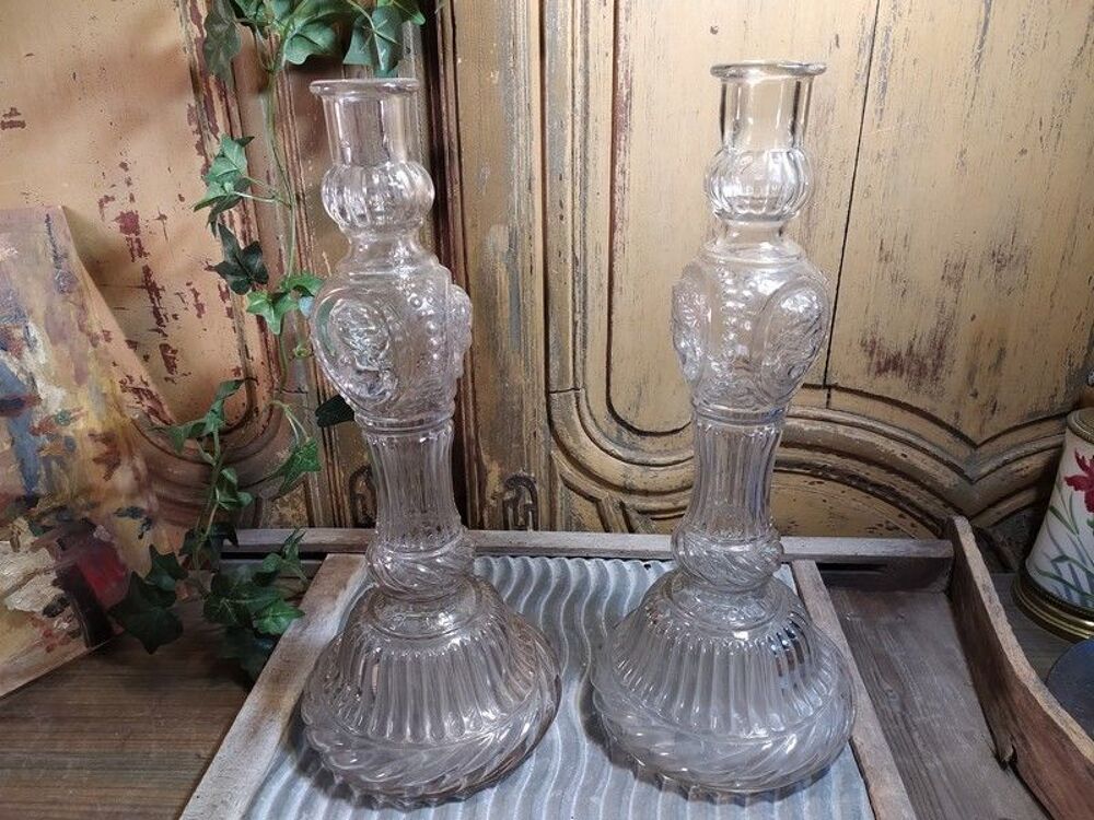 Anciens Grands Bougeoirs Chandelier Bouteilles Legras Décoration