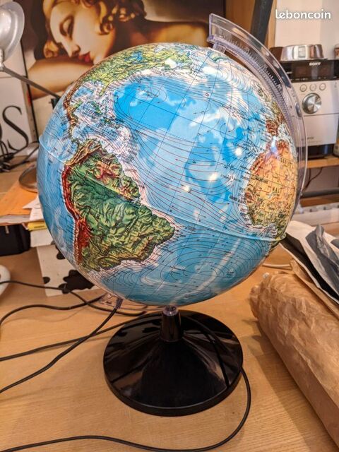 Grosse lampe globe terrestre lumineuse mappemonde planisph�r 45 Marseille 13 (13)