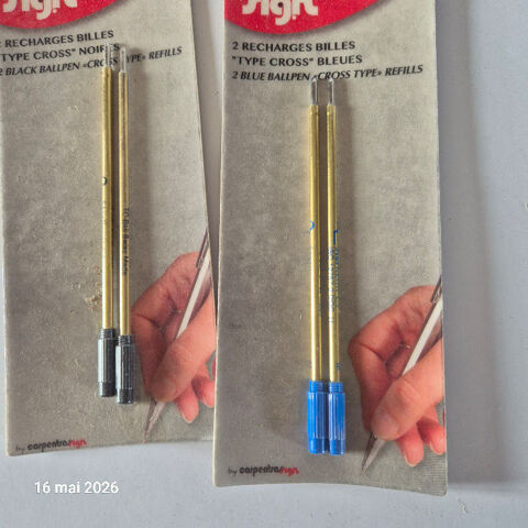 Recharge pour stylo à bille type Cross Bleu et noir - Medium 9 Aubusson (23)