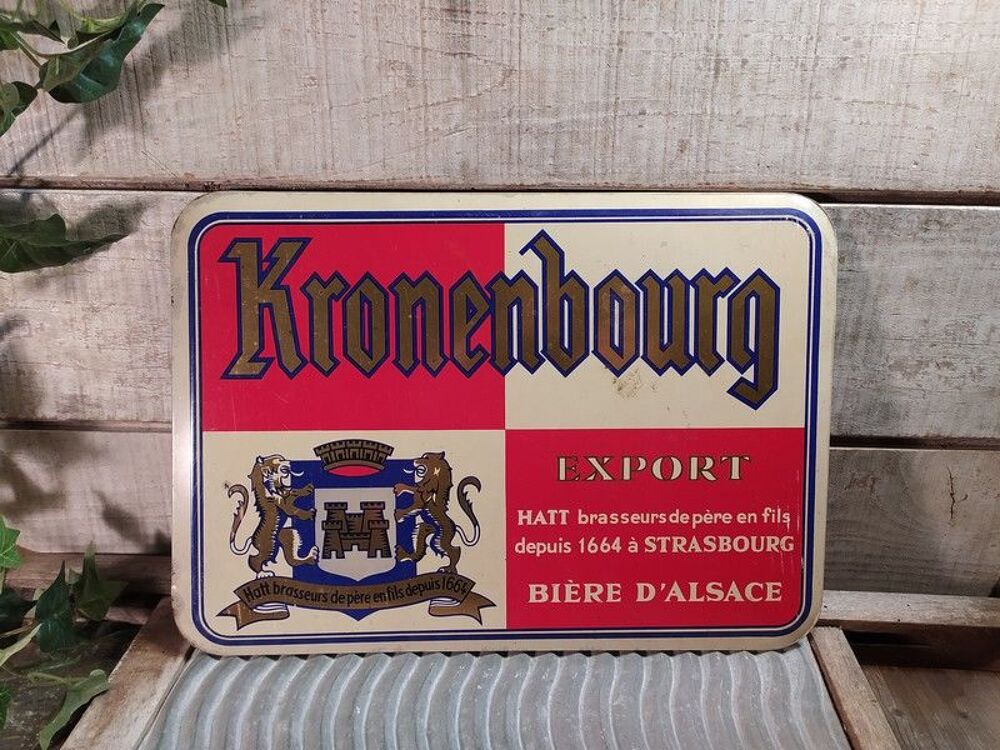 Ancienne Plaque T&ocirc;le Publicitaire Kronenbourg 