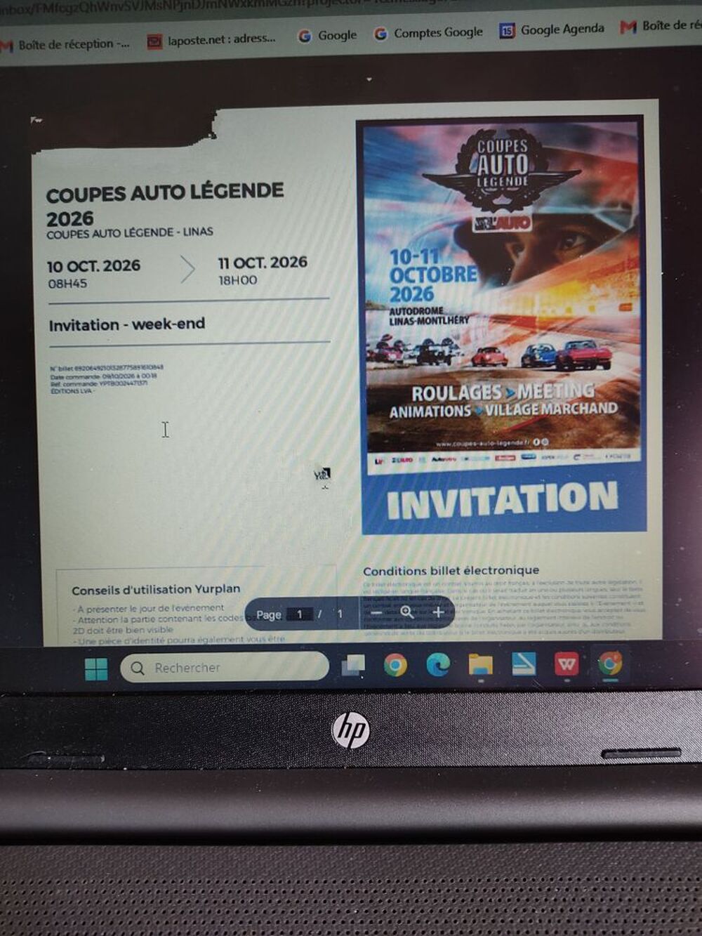 2 entr&eacute;es pour Montlh&eacute;ry auto l&eacute;gende Bourse des collections