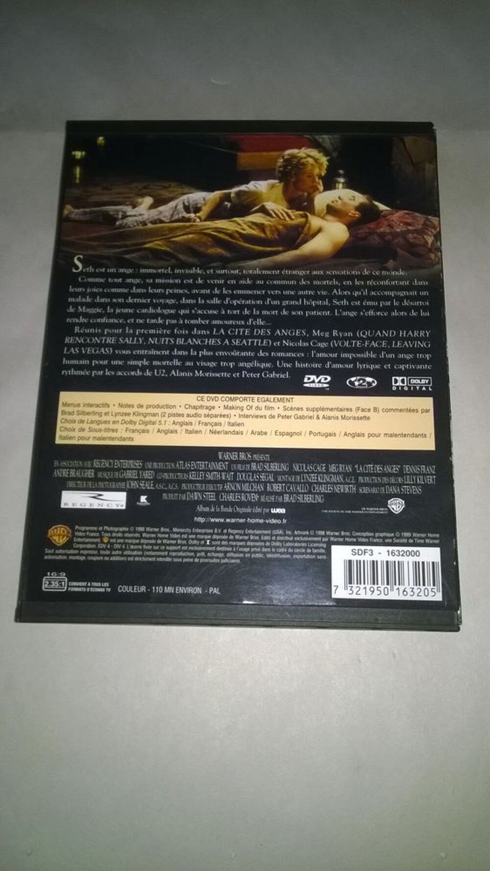 DVD La Cit&eacute; des anges
Nicolas Cage, Meg Ryan 
1998
Excell DVD et blu-ray