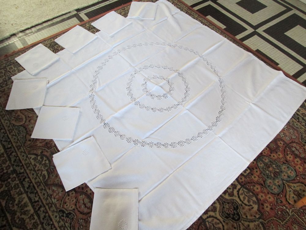 Nappe ancienne toile fil fait main 