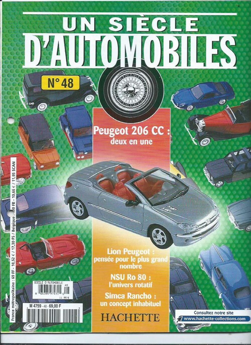 Peugeot 206 CC 1/43 + fascicule n&deg; 48 + boitier solido 