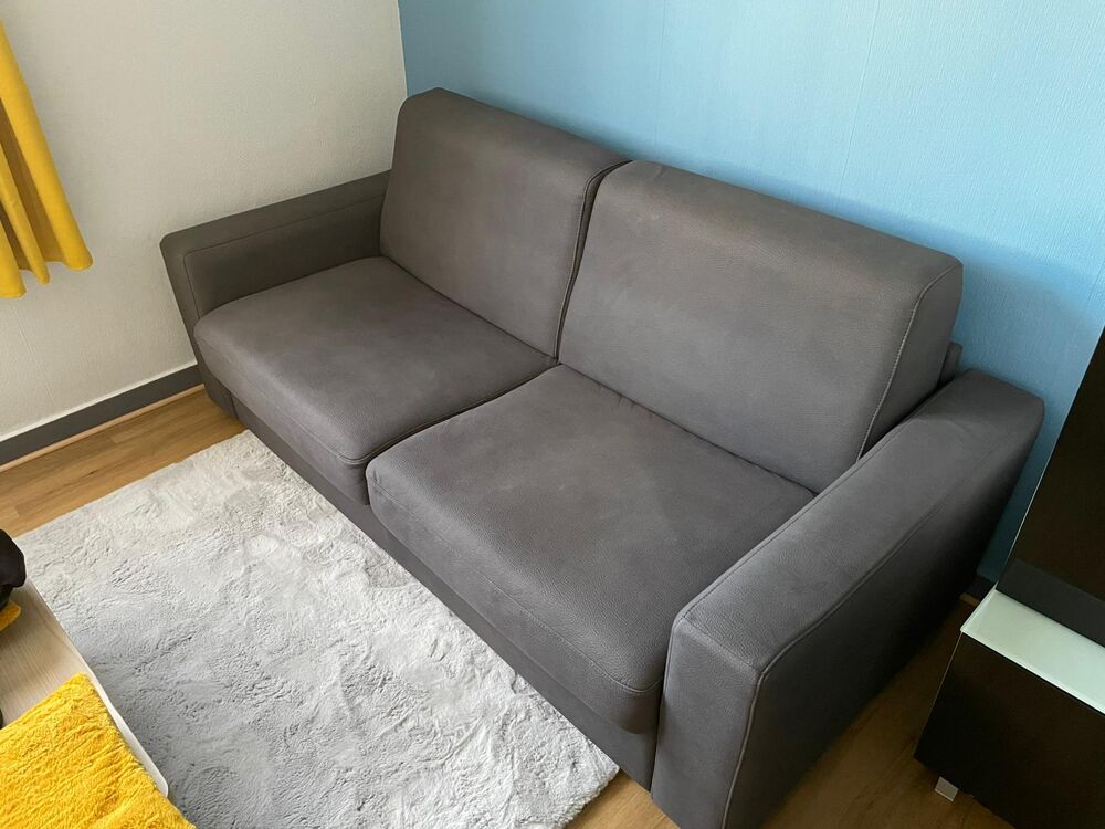 Canap&eacute; droit convertible gris Meubles