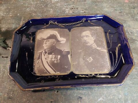 Plat Fa�ence Bleu Cobalt Mar�chal Joffre Roi des Belges 35 Loches (37)