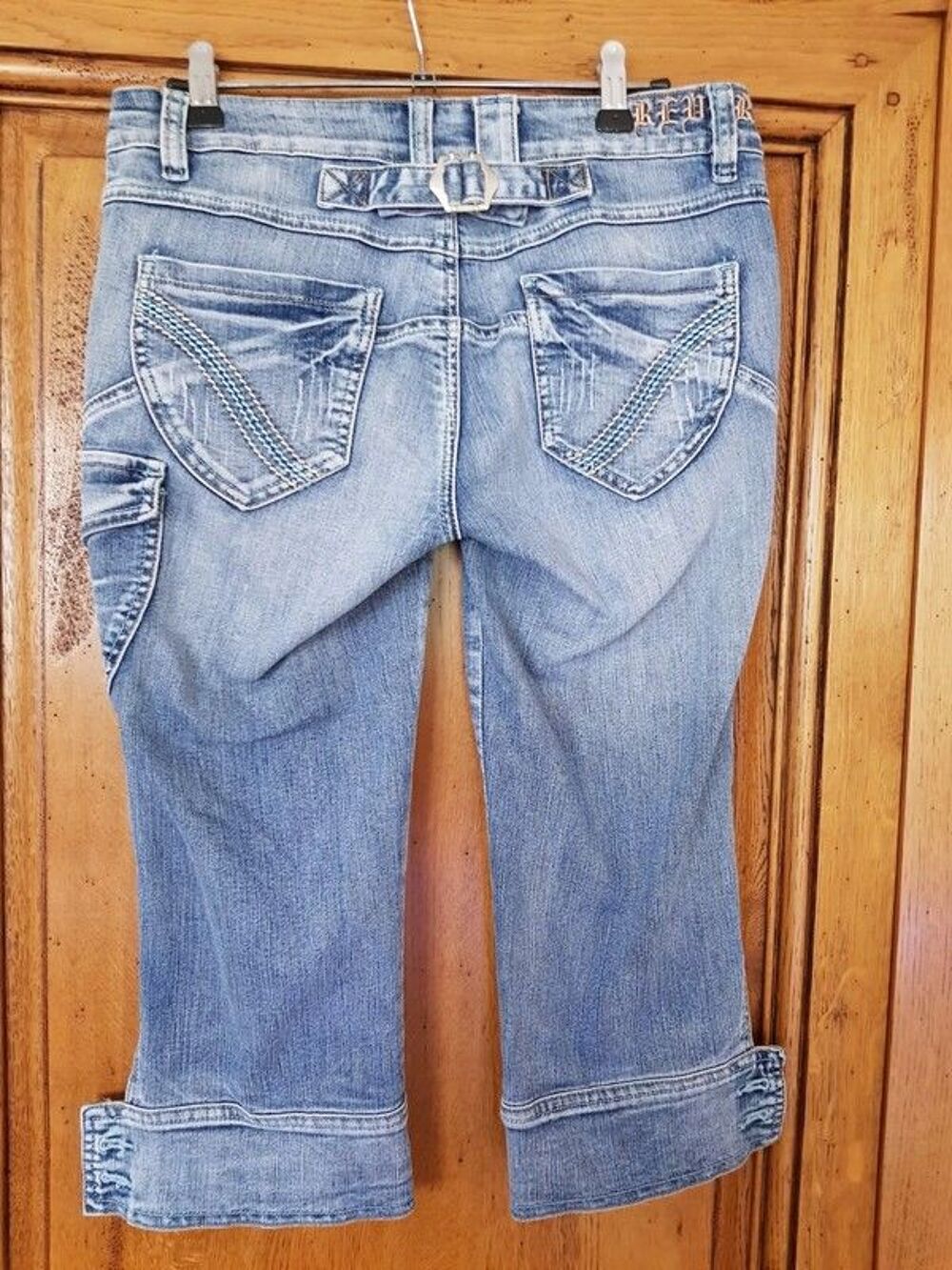 Pantacourt en jean taille 40 marque revers jean mesure taill Vtements