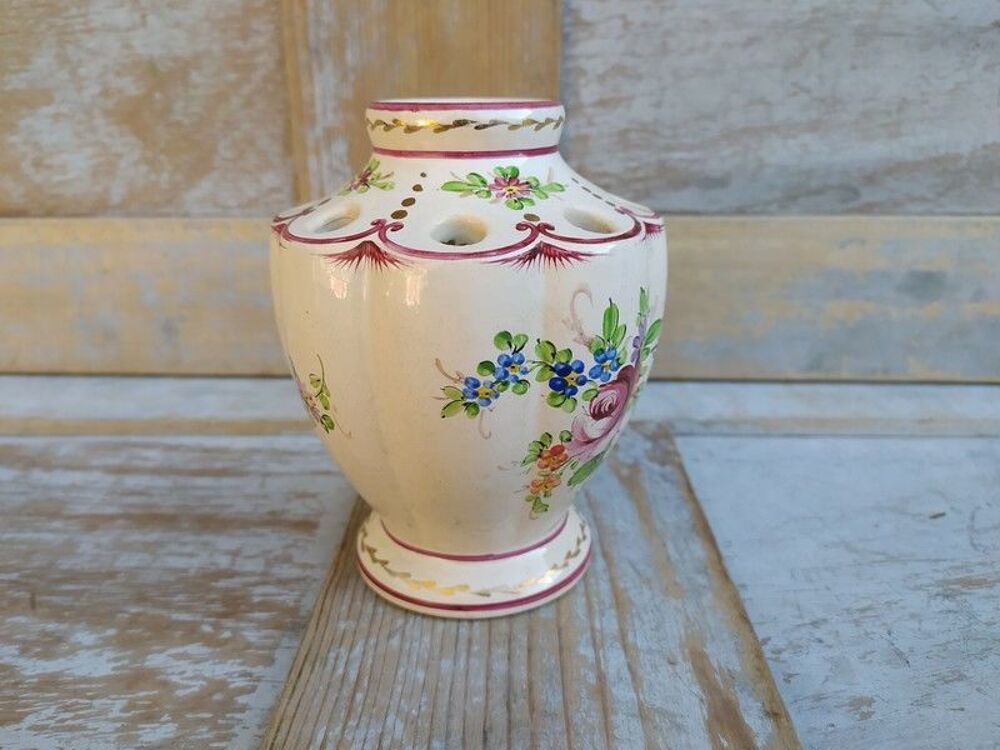 Vase Pique-Fleurs Fa&iuml;ence de Clamecy Roger Colas Décoration
