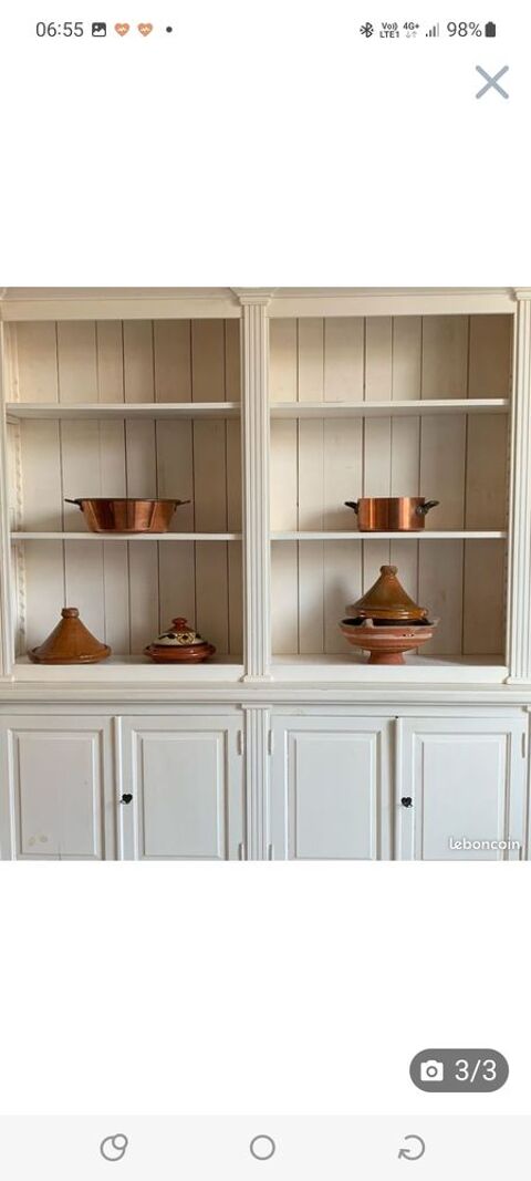 Bibliothque rangement pin massif blanchi 410 Bron (69)