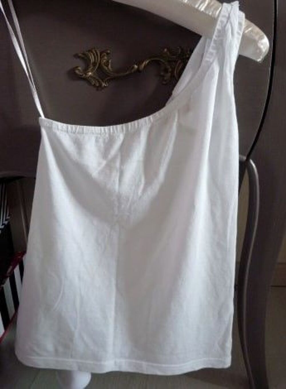 T-shirt asym&eacute;trique Fille Guess argent&eacute; blanc 6 ans Neuf Vêtements enfants