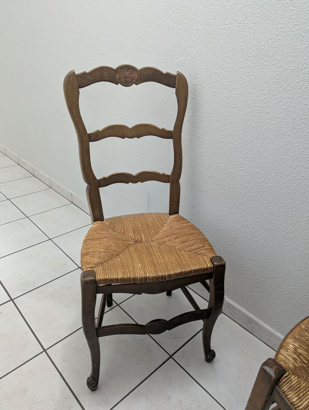 2 chaises Vintage en bois et paille Meubles