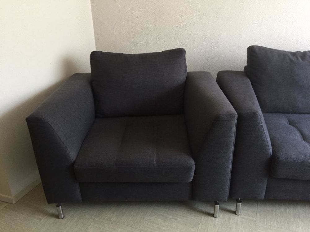 Fauteuil + canap&eacute; gris anthracite Meubles