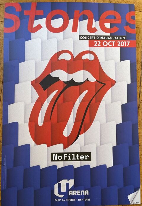 Affiche collector du concert des Rolling Stones U Arena 2017 100 Issy-les-Moulineaux (92)