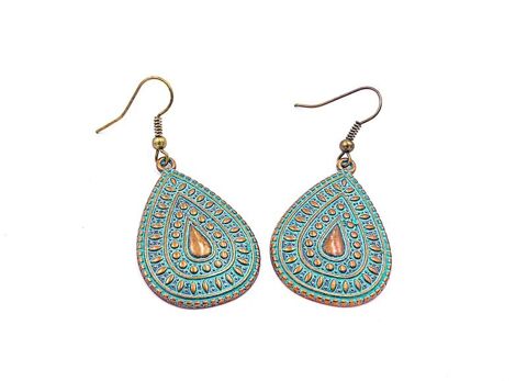 Boucles d'oreilles, pendentifs goutte métal cuivré patiné 4 Viroflay (78)
