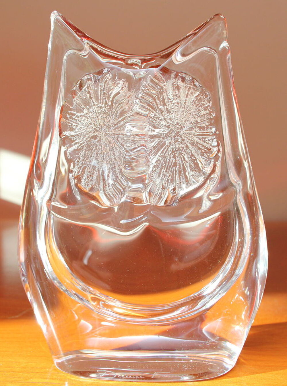 Hibou Chouette cristal moul&eacute; DAUM FRANCE 