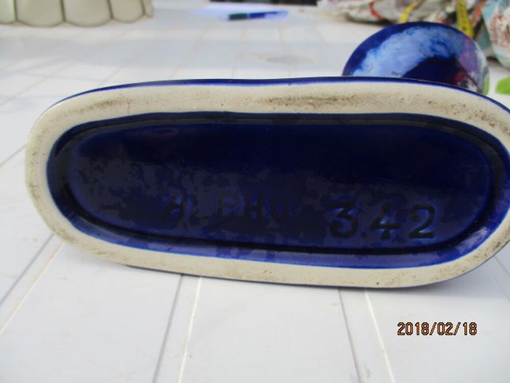 Bougeoir en faience bleu Décoration