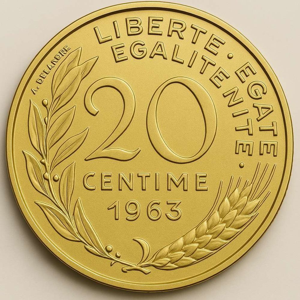 Pi&egrave;ce 20 Cents 1963 4 grammes Bronze Cuivre 92% Aluminium 6% 
