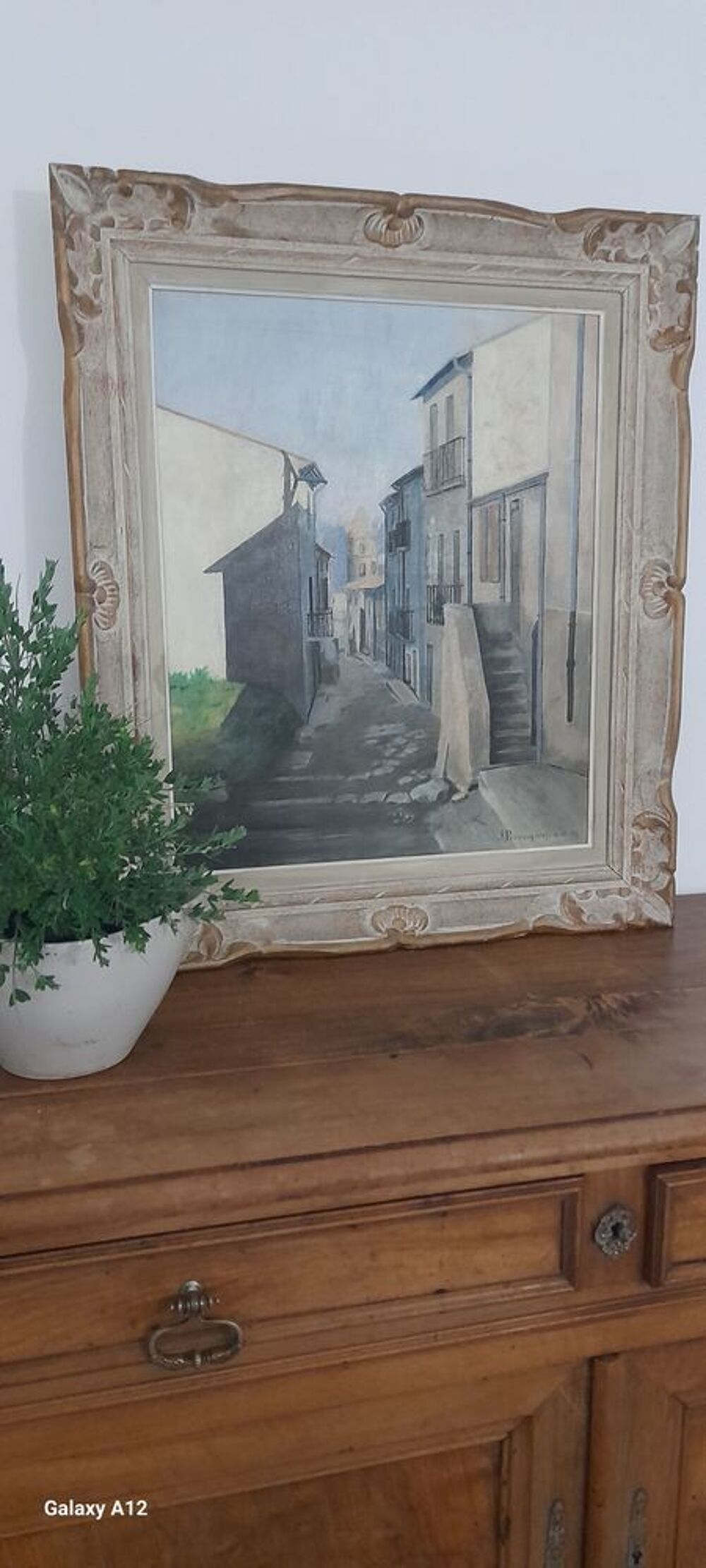 Tableau Huile sur Toile, Sign&eacute; J. PERRUQUON 4.10.56 - Ruelle Décoration