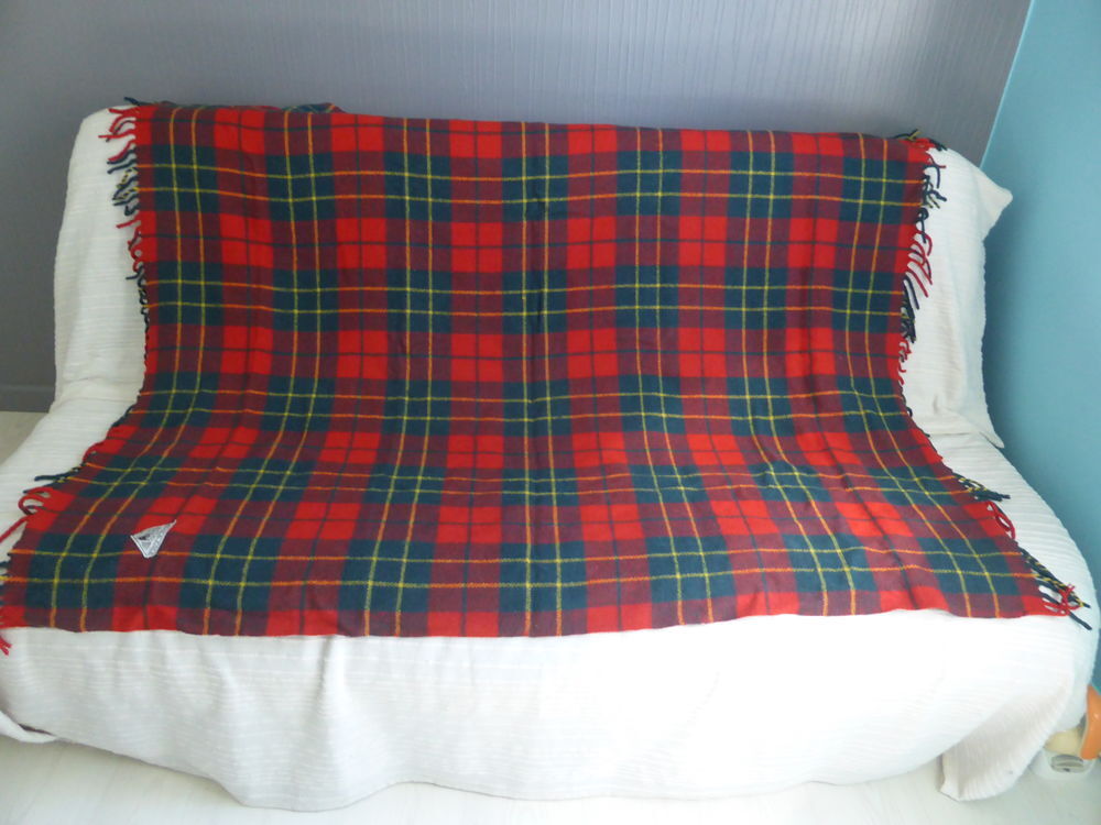 plaid &eacute;cossais &agrave; frange vintage Dcoration