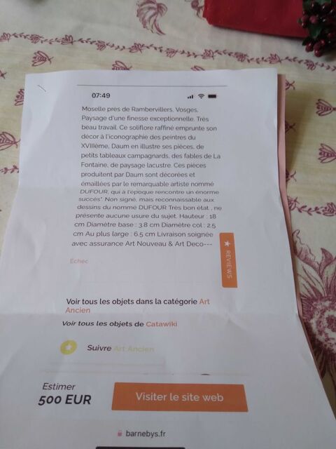 DAUM NAN��Y GIVRE,DEGAGE �� L'ACIDE PAYSAGE D'HIVER EN GRISAILLE DE L' ARTISTE   DUFOUR   ART NOUVEAU 1890-1910 EN PARFAIT ETAT SANS EGRENURE NI F�LE... 300 Lyon 3 (69)