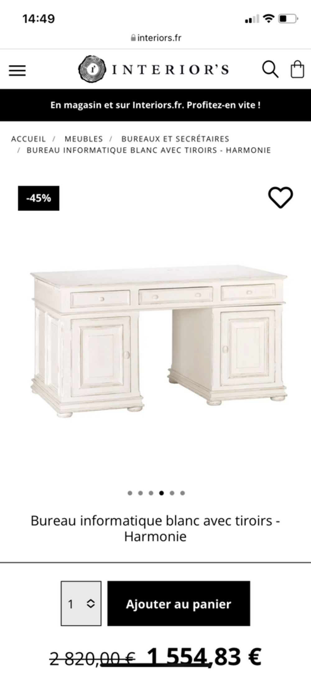 BUREAU INFORMATIQUE INTERIOR'S Collection "HARMONIE" Meubles