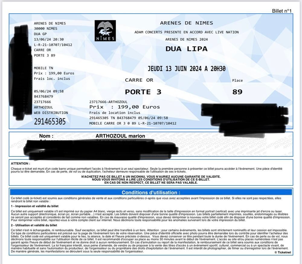 Places concert Dua Lipa Nimes 13 juin Billetterie
