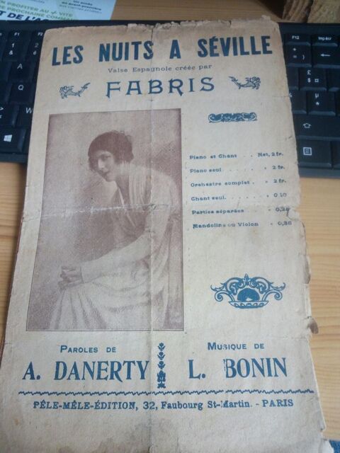 ancienne partition LES NUITS A SEVILLE A DANERTY L BONIN  50 Levainville (28)