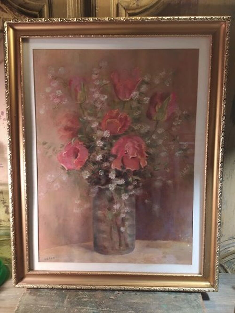 Tableau Pastel Bouquet de Fleurs Tulipes Décoration