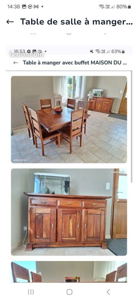 Maison du monde, meuble bas, table avec rallonge et 6 chaise 500 Tranou (45)