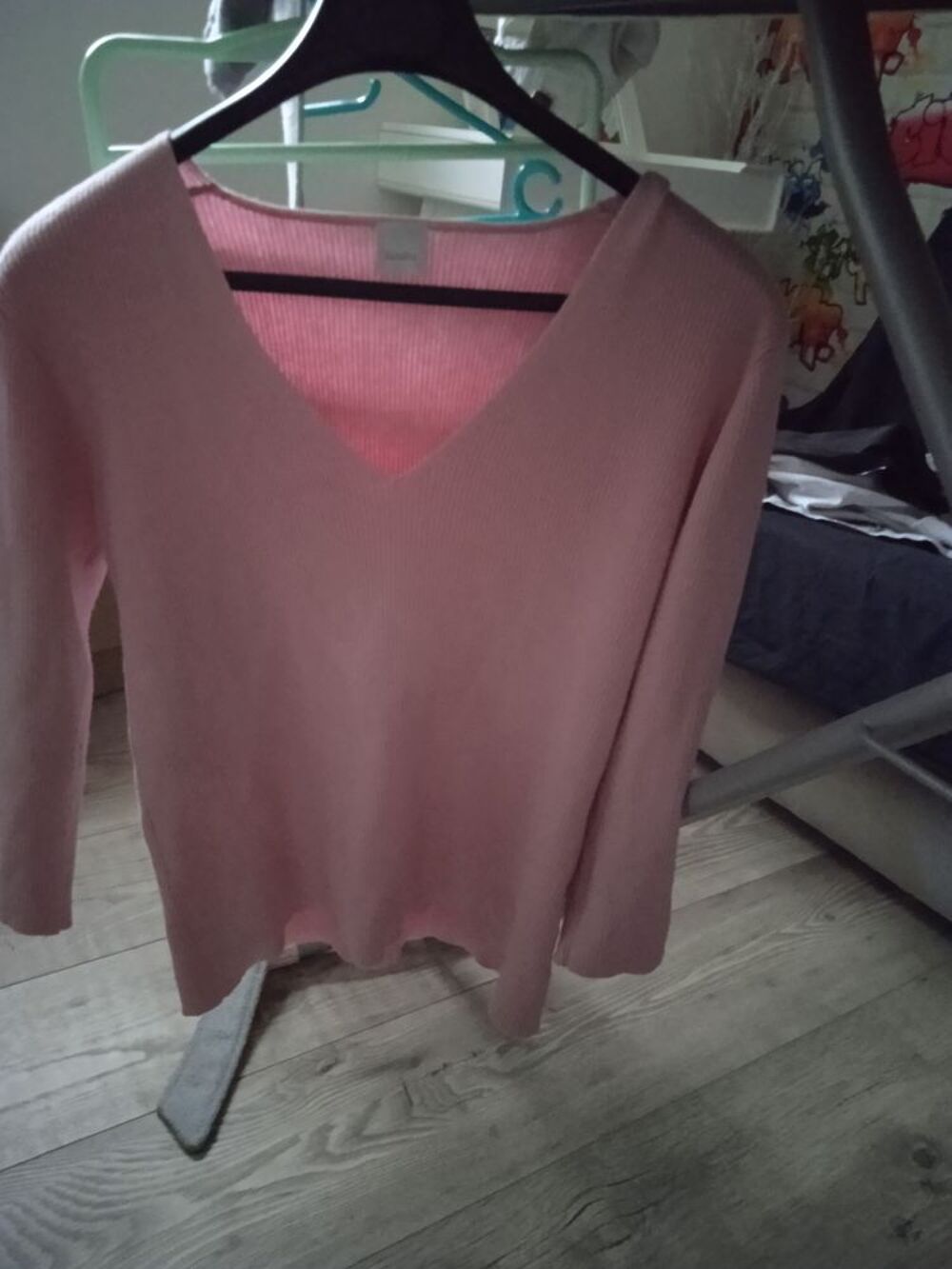 Petit pull rose marque Cama&iuml;eu T 40 manches 3/4 50 % coton e Vêtements